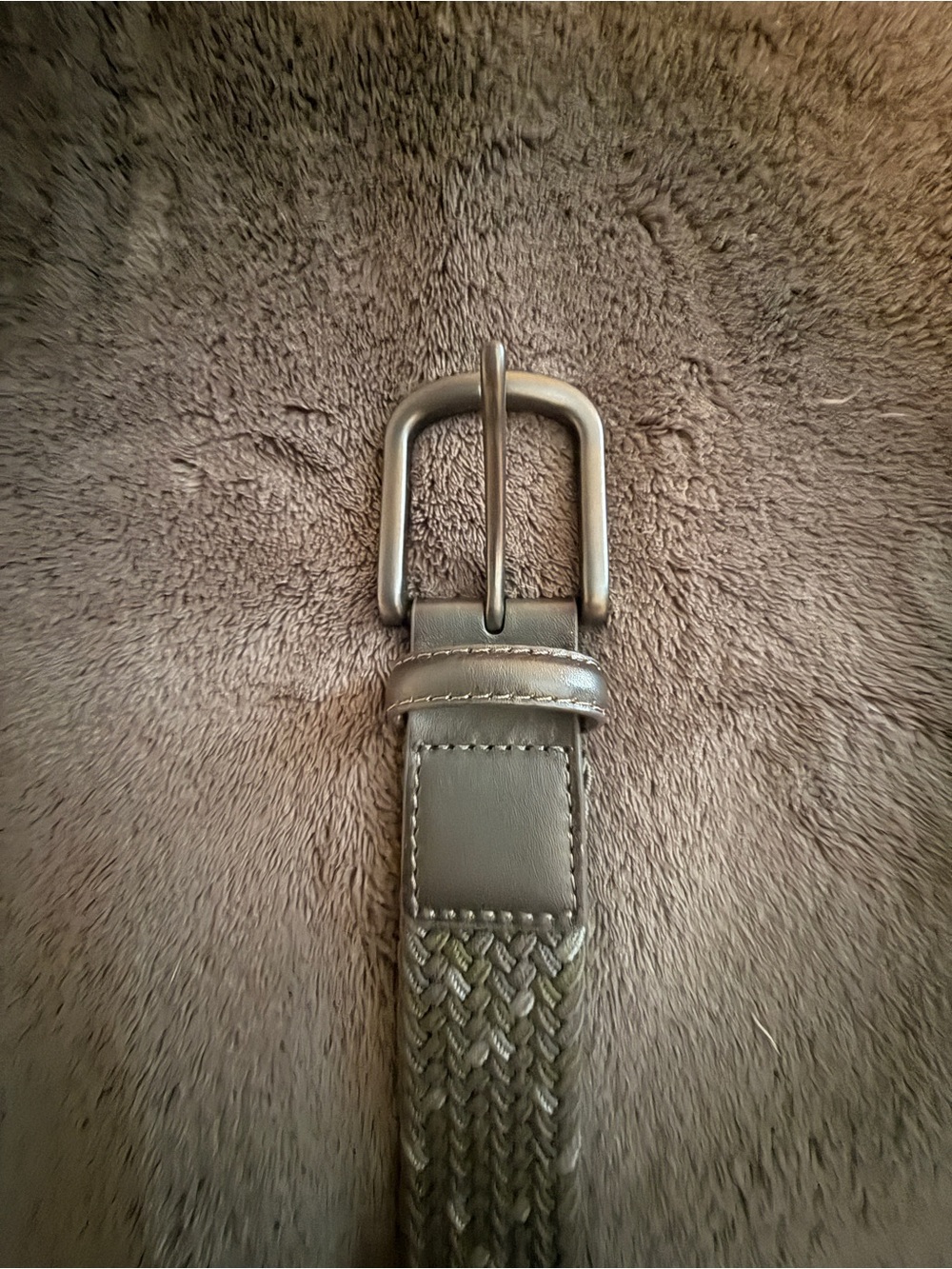 Braided Leather Belt for Men in Olive Green and grey